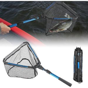 Épuisette De Pêche Télescopique Pliable – Silicone, Manche EVA, Alliage Alu, Longueur 45 Cm, Rouge Ou Bleu