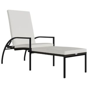CHAISE LONGUE Transat chaise longue bain de soleil lit de jardin terrasse meuble d exterieur avec repose pied resine tressee marron