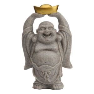 Bleu Debout Happy Bouddha sur socle décoratif Statue Sculpture Ornement Petit