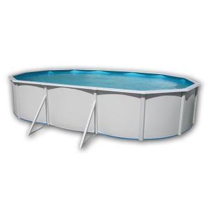 PISCINE MALLORCA Piscine hors sol en acier ovale 640 x 366 x 120 (Kit complet piscine, Filtre, Skimmer et échelle)