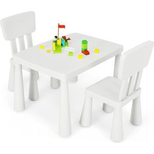 TABLE ET CHAISE COSTWAY Table avec 2 Chaises pour Enfants 1-7 Ans,