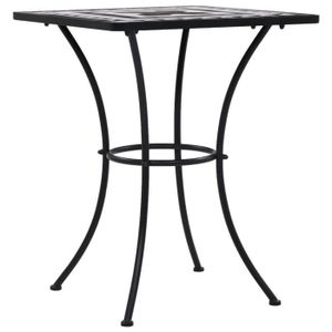 TABLE DE JARDIN  DUOKON - Table de bistro mosaïque Noir et blanc 60 cm  Céramique