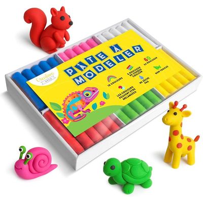 Pâte à Modeler Végane Enfant – 10 Couleurs – 5 Outils – 10 Fiches – Extra-Douce Dès 1 An – Cadeau Créatif