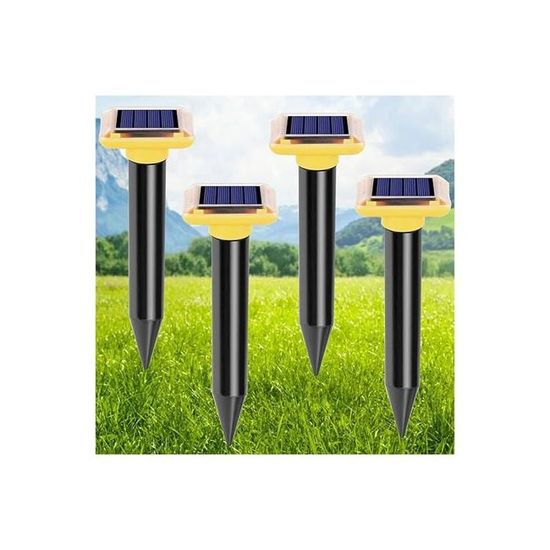 4X Répulsif Taupe Solaire à Ultrason - Solar Répulsif Ultrasons Anti Taupe, Gopher, Serpent, Souris - IP65 Imperméable - Efficace Jardin Et Pelouse