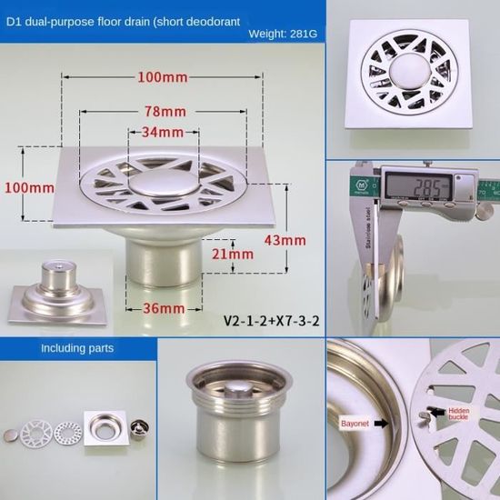 Couvercle De Vidange De Sol En Acier Inoxydable Anti Encrassement Espaces