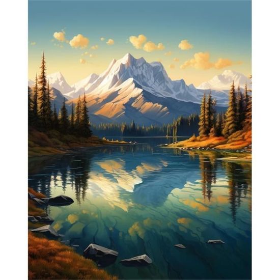 Kit Diamond Painting 5D Paysage Montagne 30x40 Cm - Complet Pour Débutants, Activité Relaxante Et Créative