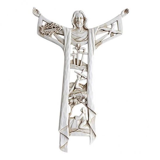 2 Figurines de xRisen Christ, croix murale, Crucifix, jésus, Sculpture, décoration de la maison STATUE - STATUETTE - TCJ13516