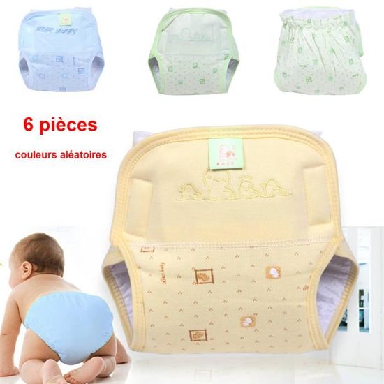 6 Pièces Couches Lavable Réutilisable Bébé AntiFuite Culotte d