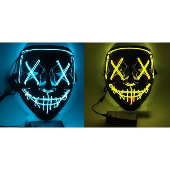 La Purge Masque Lumineux 3 Modes déclairage LED Masque Halloween Halloween Masque LED Pour les Carnavals Effrayant LED Masque Visage les Bals Masqués et les Soirées Costumées de Cosplay Rouge