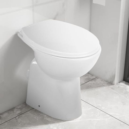 MMCZ® Toilette Wc haute Design Moderne - sans bord fermeture douce 7 cm - WC Cuvette Céramique Blanc ❤9207