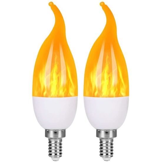 4pcs Ampoule de Flamme, E14 LED Ampoule Effet Flamme avec 4 Modes d'éclairage, Ampoules Décoratives Intérieur Extérieur pour H[689]