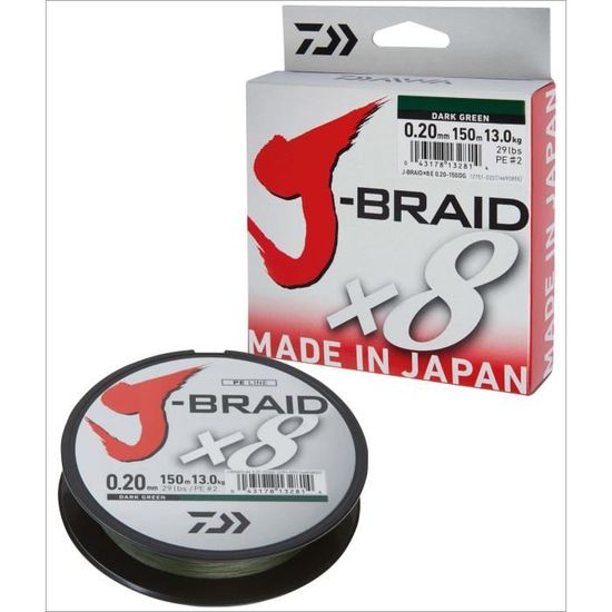 Fil De Pêche Daiwa 4 Brins PE 1.2 - Diamètre 0.15 Mm, Résistance 6.9 Kg, 150 M, Multicolore - 8