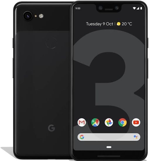 Google Pixel 3 XL, 16 cm (6.3"), 4 Go, 64 Go, 12,2 MP, Android 9.0, Noir