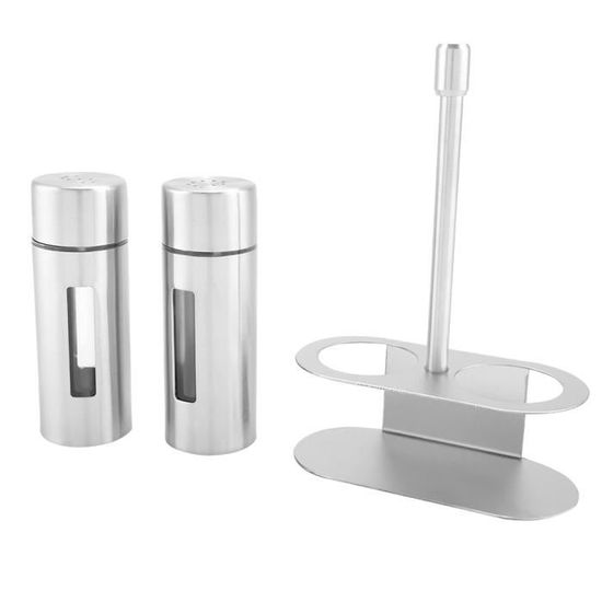 Pot à épices En Acier Inoxydable Avec Cuillère - Pour Sucre, Sel, épices - Couvercle étanche, Design Rond