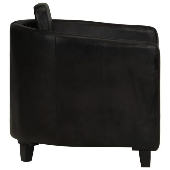 Fauteuil - MOTHINESSTO - LY0809 - Cuir véritable - Noir - Design sobre