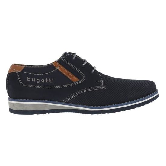 Basket Homme - BUGATTI - BLEU en Cuir - Lacets Bleu - Cdiscount Chaussures