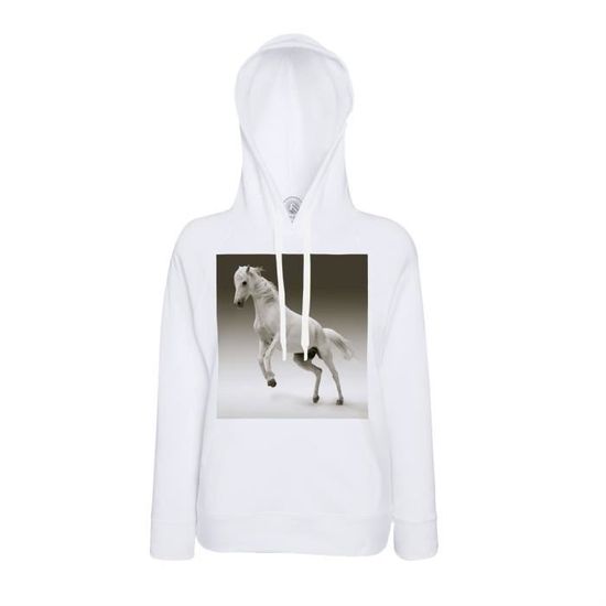 Sweat à Capuche Design Cheval Coloré Et Fantaisiste - Unisexe Adulte, 50% Coton 50% Polyester, Poche Kangourou