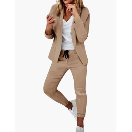 Costume Femme 2 Pièces élégant - Blazer Et Pantalon Slim Fit Pour Bureau