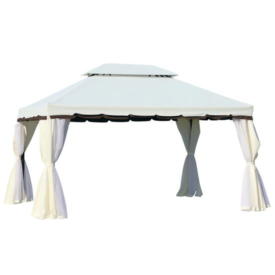 Outsunny Tonnelle De Jardin 3x3m Barnum Pavillon Double Toit Avec Moustiquaires - Beige
