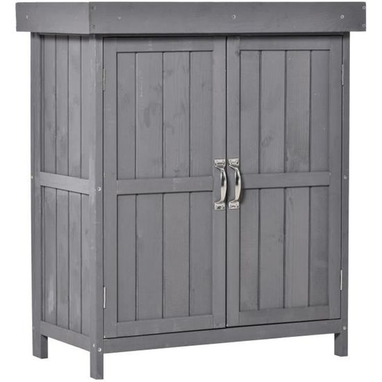 Armoire de Jardin OUTSUNNY Pied Double Porte étagère Toit bitumé