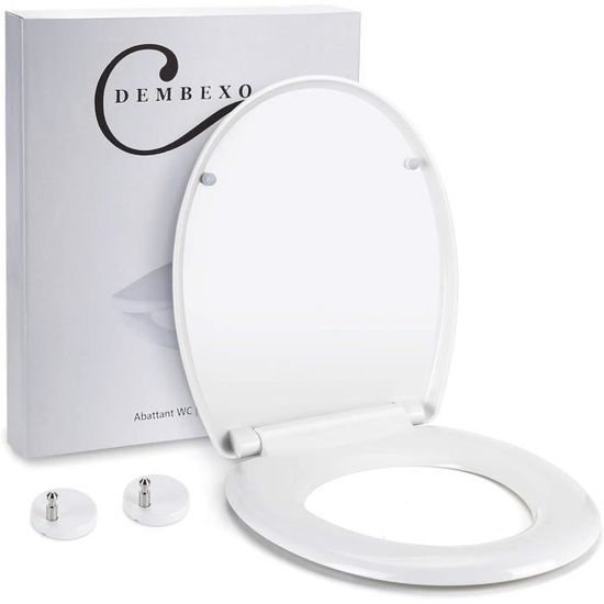 Abattant WC Forme D, YEAUPE PRO Cuvette Toilette Avec Frein De Chute, Lunette WC Avec Charnière Métallique, Lunette De Toilette Universelle, Blanc, 46,4 * 35,9 * 5CM