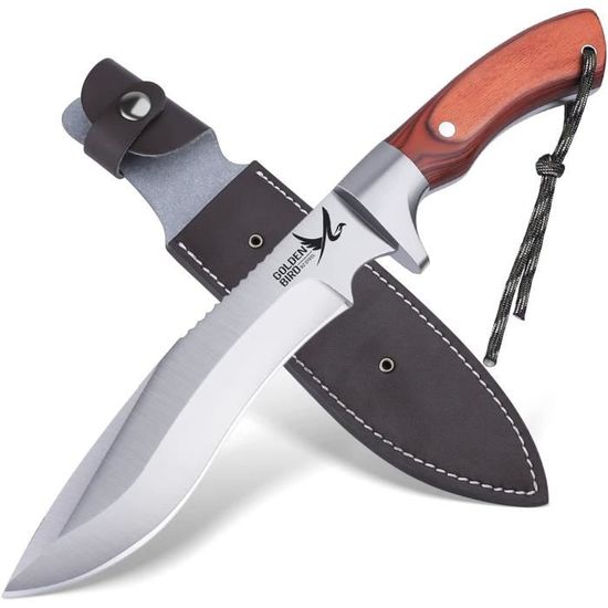 Couteau de Cou EDC Survie Lame Fixe Acier | Étui