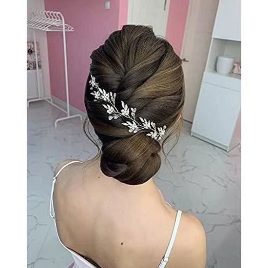 Couronne Fleur Cheveux Guidre Serre Tu00eate De Mariu00e9e En Forme De Vigne Avec Perles Argentees Bandeau De Mariee Elegant Et Romantique Pour Femme Mariee D Bijoux Cheveux Mariage