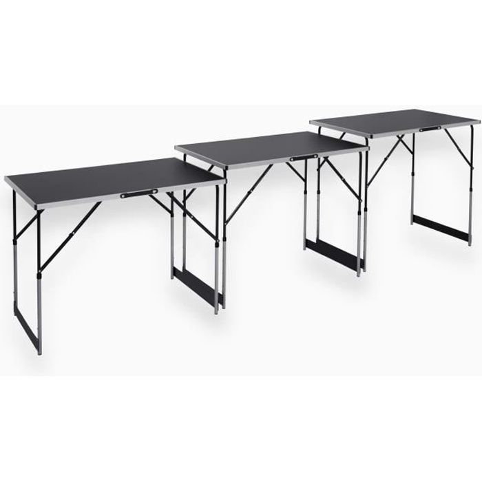 Lot de 3 tables à tapisser - MEISTER - Tables multifonctions - En aluminium - Hauteur réglable