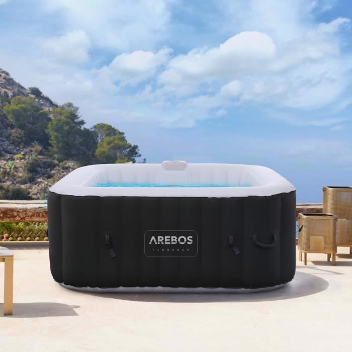 AREBOS Spa Gonflable Piscine Bien-être Chauffage Massage Carré 154x154cm