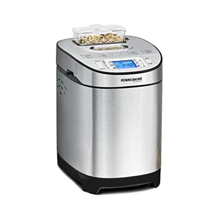 ROMMELSBACHER Machine à pain BA 550 – 13 programmes, bac à ingrédients, 2 tailles de pain (700 g/900 g), degré de bronzage réglable