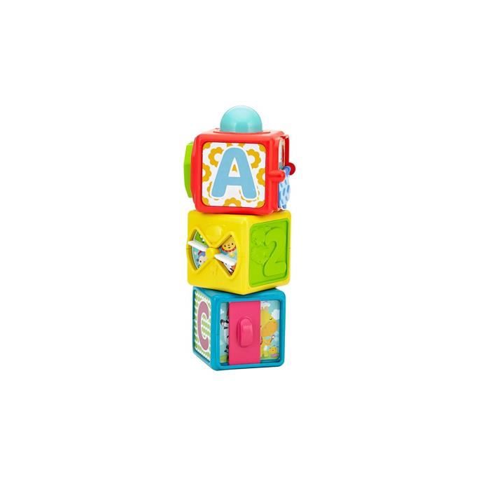 Fisher-Price DHW15 - COMMUTATEUR KVM - Blocs d`activité, 3 cubes colorés à empiler, pour bébé 6 mois et plus,