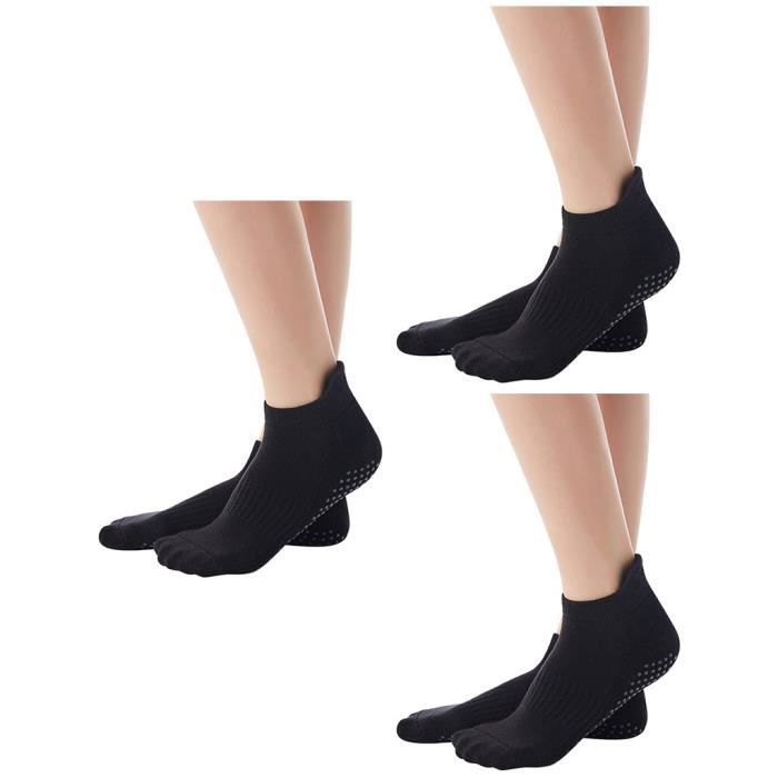Chaussettes de yoga antidérapantes pour femmes Chaussettes de fitness Barre antidérapantes avec poignées pour femmes Equipement