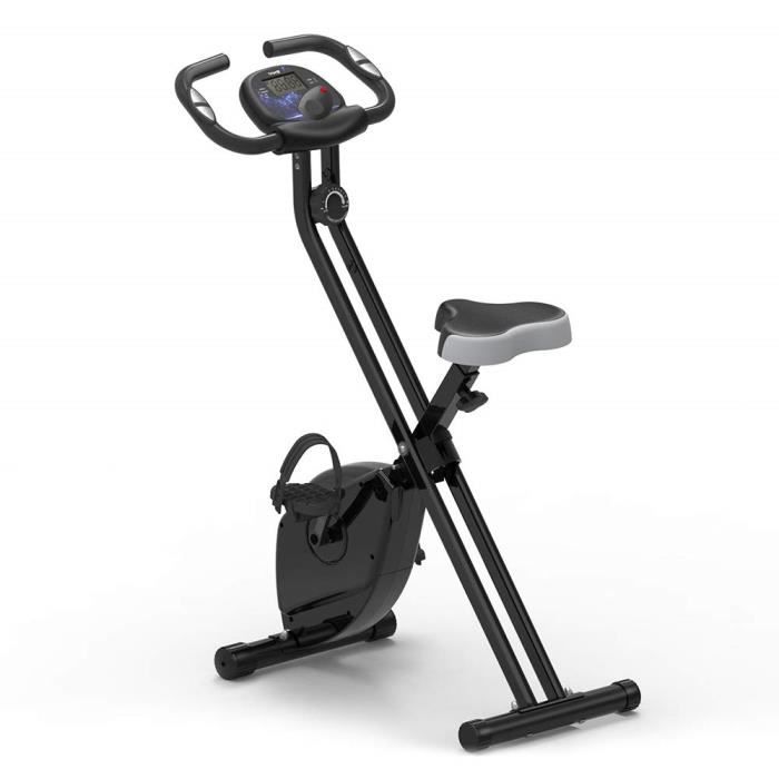 Vélo d'Appartement Pliable Fitnessbike Cardio Abdominal Dos Bras Capteur de Pouls et Cardiaque Noir UK STOCK