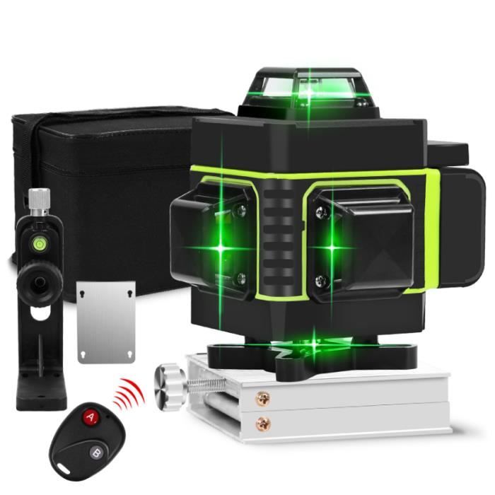 16 Lignes 4D Niveau Laser Ligne Croisée Niveau Laser Vert Auto-nivellement Niveau Polyvalent Horizon Laser Mesure Verticale- Vert