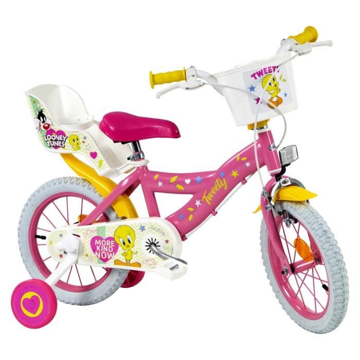 Velo 14 pouces Titi enfant fille gros minet rose 4/6 ans