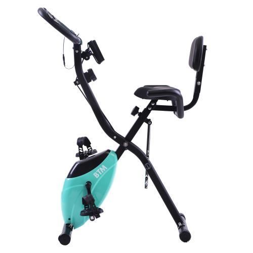 LARESDOMI Vélo d’Appartement Pliable X-Bike -120kg - G500- Bandes de Résistance Volant et Bras- Bleu