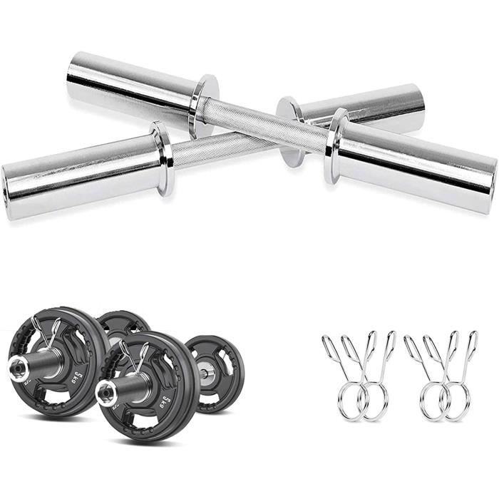 EEUK Olympique Haltères Barres Courte, 50 Mm Grand Trou Barbell Bar Barre Courte Olympique, 2Pcs Haltères Poignées Barres en Aci125