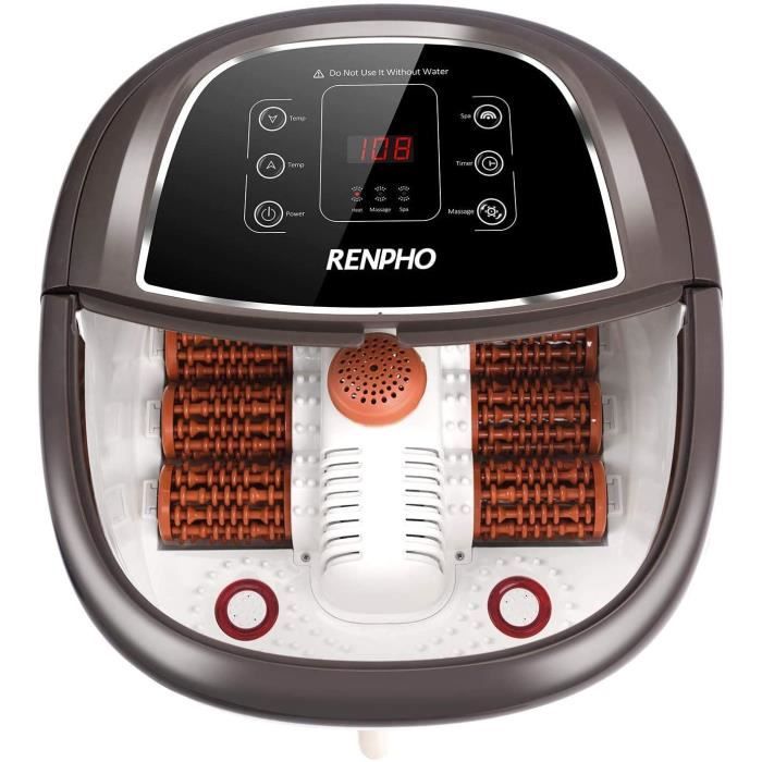 Bain de Pieds Hydromasseur RENPHO avec Chauffage Rapide, Massage Automatique et Jets de Bulles Puissants, Rouleaux de Massage Shiats