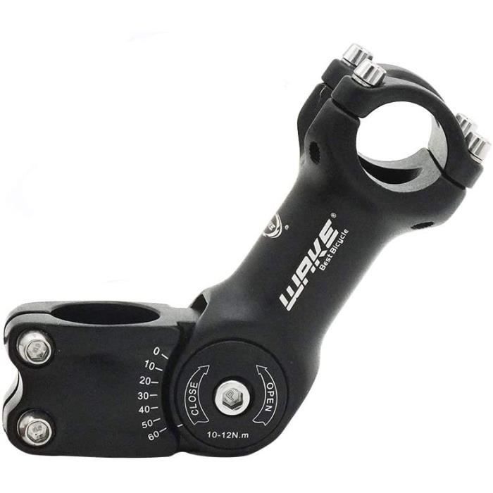 Potence de Vélo Réglable En Alliage D'aluminium ,Vtt, Bmx, Potence Pour Guidon Réglable De 0 À 60 Degrés,31,8 x 110 mm. Noir