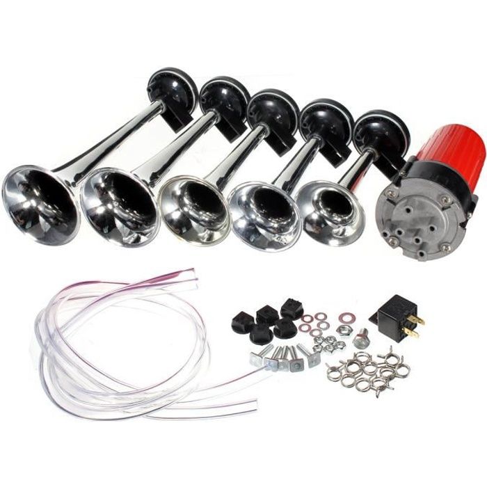 TEMPSA 5 x 12v Klaxon Compresseur Chrome Trompette Camion Voiture Véhicule Moto