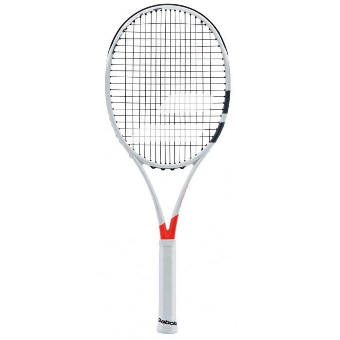 Babolat Pure Strike 100 Strung Raquette de Tennis Unisexe Adulte, Pure Strike 100 Strung, Blanc-Rouge