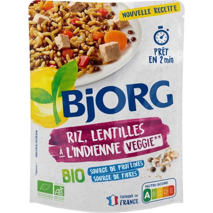 BJORG Riz Lentilles à l'Indienne Bio 220g