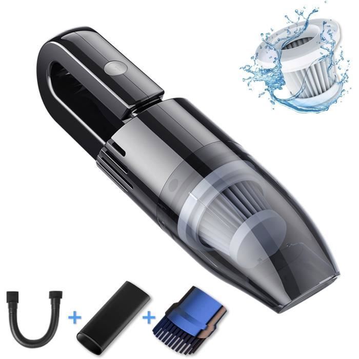 Mini Aspirateur à Main Sans Fil, 6000PA 120W Aspirateur Voiture Portable, USB Charge avec Filtre Lavable 3 Buses pour Voiture/Maison