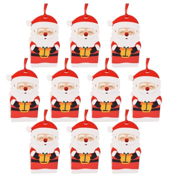 10pcs Boîte à bonbons de Noël de rangement Pendants suspendus Boîtes d'emballage cadeau bonbons cremeux confiserie chocolat
