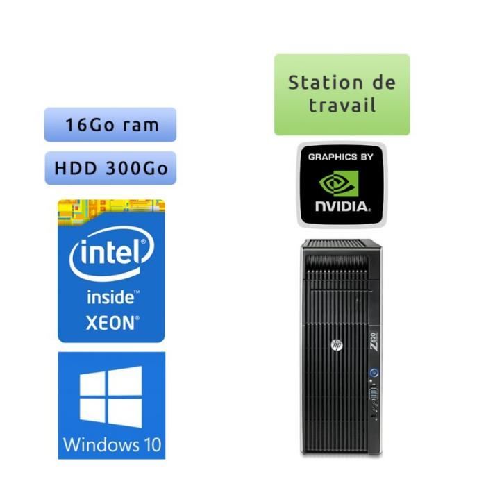 Hp Workstation Z620 - Windows 10 - E5-2609 V0 16go 300go - Quadro 2000 - Ordinateur Tour Workstation
