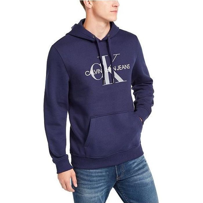 Calvin Klein Monogram Regular Hoodie Sweatshirt Peacoat