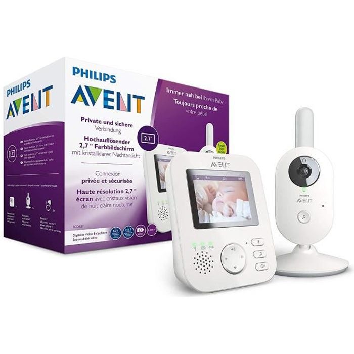 PHILIPS AVENT SCD833/26 Ecoute bébé Vidéo connecté - Mode Smart Eco - Jusqu’à 10h d'autonomie