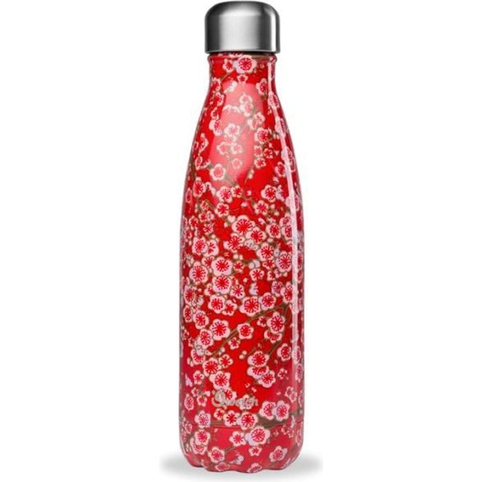 Qwetch - Bouteille isotherme Flowers Rouges 500 ml QD3076