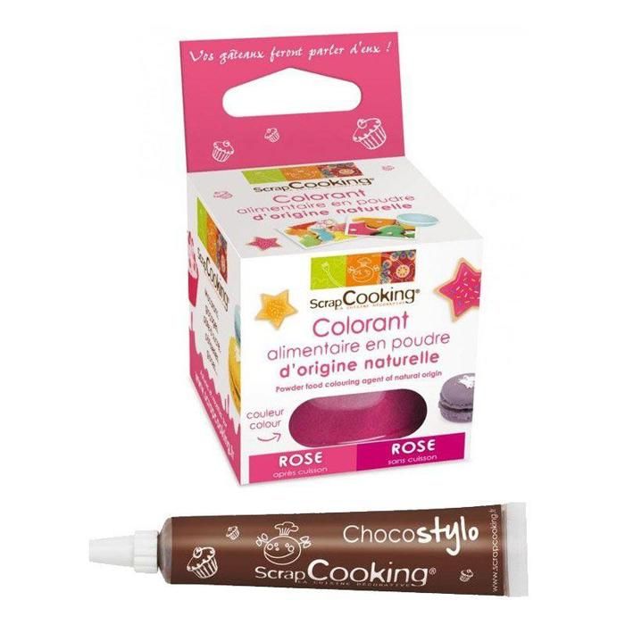 Stylo chocolat + Colorant alimentaire naturel Rose foncé
