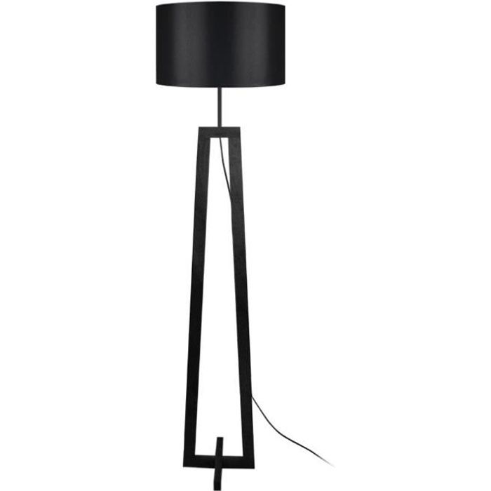 TOSEL Lampadaire 1 lumière - luminaire intérieur - tissu noir - Style inspiration nordique - H151cm L35cm P35cm